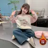 Moletom de Outono para Meninas 2025 Novo Manga Raglã Roupa Infantil para Meninas, Blusa Gola Redonda Atacado Estilo Coreano Roupa de Outono