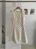 Vestido Redondo Sin Mangas con Lunares y Cuello Redondo Estilo Socialité Elegante Kekezoon con Collar de Perlas Desmontable para Mujer 7929