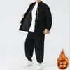 Traje de pana para hombre estilo chino nuevo de invierno 2024, traje Tang, abrigo acolchado de algodón, Hanfu engrosado, traje de abrigo acolchado de algodón