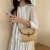 Bolso Cuadrado Pequeño Tejido de Paja Estilo Francés para Mujer, Nuevo Bolso Silla Tejido Estilo Vacaciones de Verano 2026, Bolso Pequeño Cruzado de Hombro Único de Nicho