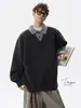 Directo de Fábrica Estilo Americano Jersey de Punto con Cuello de Camisa Falso Dos Piezas Hombres Invierno Marca de Moda Atmósfera Cálida Jersey para Pareja