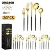 Amazon Juego de 20/30/40/60 Piezas Cubiertos de Acero Inoxidable Cuchillo, Tenedor y Cuchara Hotel Hogar Cuchillo y Tenedor para Bistec Estilo Occidental