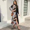 Moda Transfronteriza Europea y Americana para Mujer Nuevo Vestido Largo con Estampado Irregular de un Solo Botón, Abertura y Cuello Solapa, Vestido Camisa de Manga Larga
