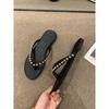 Chanclas Negras Planas para Mujer Primavera y Verano 2025 Nuevo Diseño Nicho Chanclas Sandalias Pequeñas Francesas Tendencia Ins