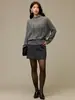 Suéter de Ganchillo Hueco Francés de Punto de Media Altura para Principios de Otoño, Delgado, con Sentido del Diseño, Nicho, Cintura Ajustada con Cordón, Suéter de Lana para Mujer