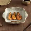 Plato de cerámica de estilo wabi-sabi con patrón de piedra, de doble asa, plato para verduras, plato para frutas de restaurante casero, plato para ensaladas, plato para presentación de platos fríos