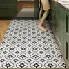Tapetes de Piso para Cozinha em Couro Estilo Retrô Americano, Impermeáveis, Resistentes a Manchas, Fáceis de Limpar, Tapetes Antiderrapantes, Tapetes Decorativos para Casa