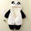 Macacão Panda Bebê Dupla Camada Inverno com Capuz Macacão para Recém-Nascidos Pelúcia Roupa de Dormir para Casa Novo Modelo