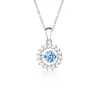 Collar Colgante Halo de Diamante Trapezoidal Sol Radiante Plata de Ley S925 Lujo Accesible para Mujer Nicho Venta Caliente Joyería Transfronteriza Al por Mayor