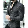 Camisa de Manga Larga Estilo Old Money para Hombre, Camisa de Diseñador Paisley, Camisa Europea y Americana Talla Grande para Hombre