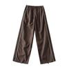 Calça de Secagem Rápida com Sensação de Ar Estilo Neutro Europeu e Americano Costura Listrada Calça Casual Feminina Cintura Alta Solta Reta Wide Leg