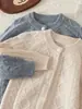 Suéter cardigan de cashmere infantil com gola redonda para outono e inverno, unissex, peça externa grossa de tricô trançado, looks combinando para pais e filhos