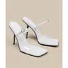 Sapatos de Salto Alto Transparentes Brancos de Celebridade da Internet para Mulheres, Estilo Francês, Elegância Deslumbrante de Verão, Sapatos de Salto Alto com Uma Tira, Sandálias de Salto Fino