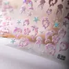 Céu Fofo Celebridade da Internet Mais Vendido Rosa Laser Escama de Golfinho Luz Adesivos para Nail Art Desenho Animado DIY Decoração para Capa de Celular Adesivos