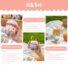 Taza de pajita de doble pared de dibujos animados, vaso de vidrio transparente, elegante y linda, adecuada para estudiantes, con pulsera de perlas y diseño de letras