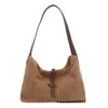Bolsa de Ombro de Veludo Cotelê Europeia e Americana Nova Moda Outono e Inverno Textura Grande Capacidade Bolsa Feminina para o Dia a Dia Bolsa Tote de Mão