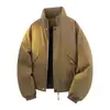 Chaqueta Acolchada de Cuello Alto para Hombre Otoño Invierno Engrosada Corta a Prueba de Viento Ropa de Trabajo Chaqueta con Bolsillos con Cremallera Caliente de Algodón