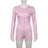 Europeo y Americano Transfronterizo 2025 Moda Primavera Verano Delgado Sexy Floral Abotonado Cuello Redondo Estilo Dulce Mono Delgado Casual