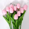 Decoração Floral de Tulipas Artificiais em Material PU Personalizado, Vegetação Semi-Artesanal para Mesa de Escritório, Tulipas Festivas