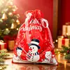 Bolsas de Regalo con Cordón de Halloween y Navidad de Venta Caliente Transfronterizas, Bolsas de Empaque con Cordón Navideño, Decoraciones Navideñas, Bolsas de Aluminio Láser