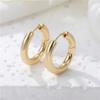 Brincos de moda com retenção de cor transfronteiriça Europa e Estados Unidos, ouro verdadeiro 14K, fivela de orelha lisa, brincos clássicos de luxo simples e leves para viajantes