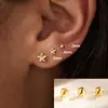 El más vendido en Europa y América: Exquisitos, frescos y dulces aretes de latón con diseño de mariposa, pentagrama y tornillo, con baño de oro real para mujer