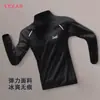 Roupas de Treino Slamball Outono e Inverno de Veludo com Manga Longa e Zíper Meio Aberto para Estudantes de Atletismo Esportes de Corrida Base Quente