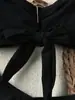 Bikini Negro Strapless de Nuevo Estilo Europeo y Americano 2025 Sexy Traje de Baño con Lazo Dividido para Mujer Artículo Popular Transfronterizo