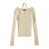 Top de Malha Feminino Atacado Gola Redonda Gola Halter Estilo Europeu e Americano 2025 Nova Moda Elegante