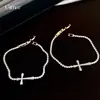 Pulseira com Fecho de Zircônia Banhada a Ouro Real 18K, Pulseira de Luxo Leve de Alta Qualidade, Acessório de Mão Simples, Moderno e Versátil