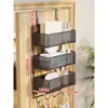 Estante de almacenamiento para colgar en la puerta con ganchos, estante de almacenamiento multicapa para detrás de la puerta del dormitorio, cesta de almacenamiento colgante sin taladro para detrás de la puerta de entrada, tipo oculto