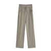 Macacão Feminino Verão Novo Estilo Europeu e Americano Cintura Alta Cordão Franzido Perna Larga Calça Casual Reta Emagrecedora