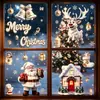 Pegatinas Navideñas Transfronterizas Muñeco de Nieve Reno Copo de Nieve Pegatinas para Ventana Decoración de Atmósfera Navideña Papá Noel Casa de Nieve Pegatinas Estáticas para Vidrio