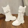Botas femininas abaixo do joelho 2026 outono e inverno botas longas de cano alto para desfiles de moda infantil botas de cano alto de princesa