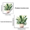 Decoração de sala de estar para comércio exterior da Amazon transfronteiriço, adesivos de plantas verdes folha casco de tartaruga em vaso, adesivos de decoração de parede