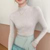 Roupas de primeira linha meia gola alta suéter de cashmere feminino listrado emagrecimento estilo coreano camisa de fundo sem costura suéter de uma peça capa de suéter de lã