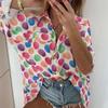 Camisa de manga larga con solapa suelta para mujer, estilo transfronterizo de otoño, estilo europeo y americano, con estampado de Amazon, ideal para ir al trabajo o al trabajo.