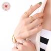 Anillo de acero de titanio chapado en oro real de 18 quilates, estilo coreano, con apertura irregular y no ajustable, joyería A267.