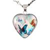 Venta caliente de Temu collar de cristal nuevo transfronterizo Collar de mariposa dorada azul rosa en forma de corazón collar de vid de temperamento