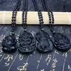 Colgante valiente de obsidiana Guanyin Buda navegación tranquila marca de dragón de cristal Guan Gong collar de hombre collar de pareja venta al por mayor