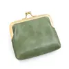 Porta-moedas Vintage de Couro a Óleo com Clipe de Ferro Personalizado Transfronteiriço, Grande Capacidade, Borda Dourada Clara, Mini Bolsa de Embreagem Colorida para Moedas