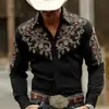 Camisa de manga larga para hombre de estilo europeo y americano, tendencia de moda vaquera occidental, camisa para hombre de estilo étnico transpirable