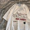 Camiseta de Algodão Puro com Gola Redonda e Manga Curta, Estilo Verão 2026, Estampa de Coelho Cartoon, Modelagem Solta, Estilo Harajuku Bf, para Homens e Mulheres