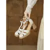 Sandalias Romanas de Tacón Alto Adelgazantes que Aumentan la Estatura para Mujer Chuyuji, Súper Cómodas con Sensación Acolchada, Sandalias Cerradas Color Albaricoque Estilo Coreano