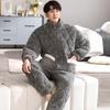 Pijama acolchado de franela de tres capas engrosada con forro polar Otoño e Invierno Ropa de casa para hombre Chaqueta acolchada de algodón Traje cálido Para usar