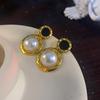 Pendientes de plata con aguja de circonio y perla en liquidación, pendientes de moda retro de alta calidad, pendientes solitarios, elegantes, vivos y elegantes.