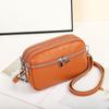 Bolso Bandolera de Piel de Vaca de Capa Superior para Mujer Nuevo de Gran Capacidad Tres Capas con Cremallera Bolso de Hombro Versátil Moderno de Cuero Genuino para Mujer