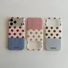 Funda para teléfono Apple 18Promax de color block de lunares y rayas estilo ins japonés, adecuada para 17Pro, doble capa, 16Pro, 15Pro