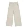 Pantalones de mezclilla anchos de moda para mujer, estilo workwear retro americano hecho a medida, modelo nuevo de otoño 2026, color caqui, con botones.