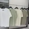 Camiseta de Manga Corta con Estampado de Silicona Niebla Doble Línea Esenciales para el Pecho Letra Verano Europeo y Americano Moderna Holgada High Street Hombre